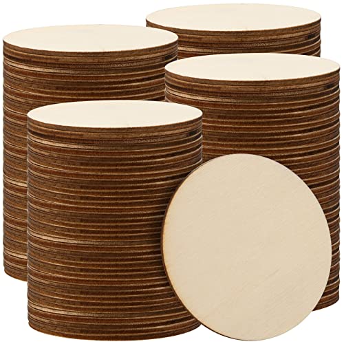 ZEONHAK 200 PCS 3 Inch Wood Circles, Circle Wood Pieces, Round Poplar Wood Discs, Wood Circles for Crafts, Painting, Home Decorations ZEONHAK