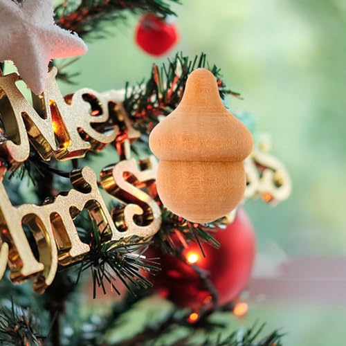 Amosfun 20 Pcs DIY Wooden Christmas Peg Dolls Unfinished Wooden Peg Doll for Arts and Crafts Living Room Office Home Ornament (Acorns) Amosfun