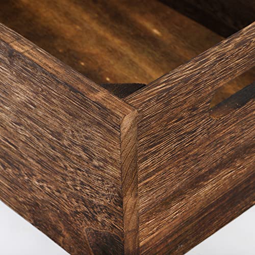 Frcctre Set of 3 Wood Nesting Storage Crates with Handles, Decorative Farmhouse Wooden Crates Storage Containers Rustic Handmade Natural Solid Wood Frcctre