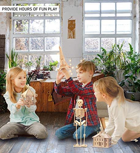 Puzzled 3D Puzzle Human Skeleton Wood Craft Construction Model Kit, Fun & Educational DIY Wooden Toy Assemble Model Unfinished Crafting Hobby Puzzle Puzzled