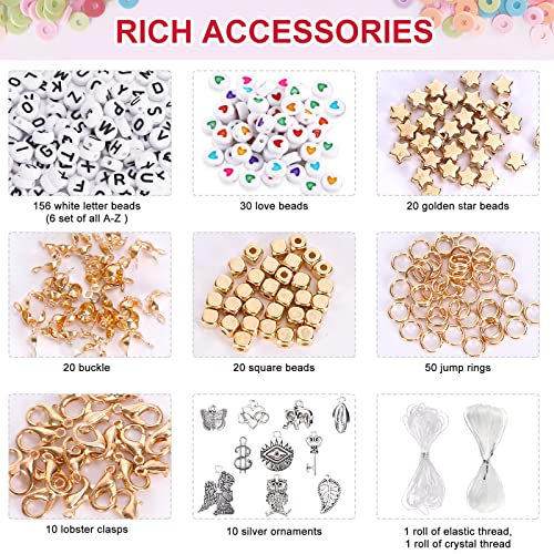 QUEFE 14000pcs, 136 Colors Clay Beads for Bracelet Making Kit Flat Round Polymer Clay Beads Spacer Heishi Beads for Jewelry Making with Pendant QUEFE