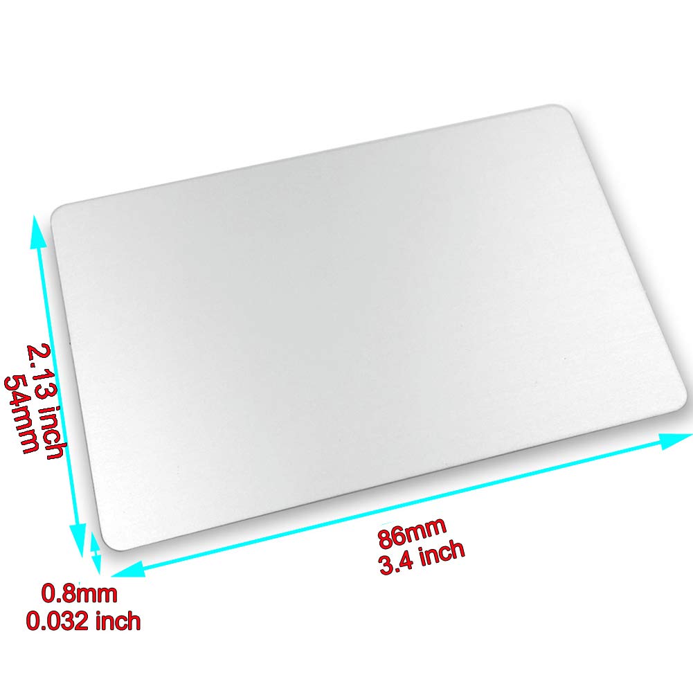 ebamaz Metal Business Cards Anodized Aluminum Plaque Plate 86X54X0.8mm (Silver,Blank,10PCS) ebamaz