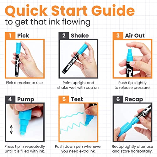 8 Washable Window Markers for Cars - 15mm Jumbo, 3 in 1 Nib, 28g Ink - Liquid Chalk Markers for Chalkboard, Blackboard, Glass, Bistro, Auto, Menu Chalkola