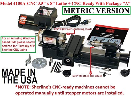 Sherline 4100A-CNC 3.5" X 8" CNC Lathe (Metric) +"A" Package (Intended for Computerized CNC) Computerized Sherline CNC control (Windows OS)