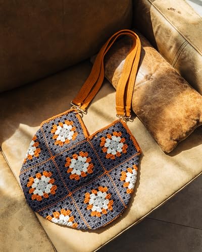 Yeezhee Crochet Kit for Beginners, Crochet Bag Starter Kit with Step-by-Step Video Tutorials, Granny Square Crochet Tote Bag Set, Knitting Kit Yeezhee