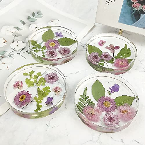 RESINWORLD 6-Cavity Deep Round Coaster Molds, 4 Inches Coaster Silicone Molds for Epoxy Resin, Coaster Resin Molds for Flower Bouquet Preservation ResinWorld