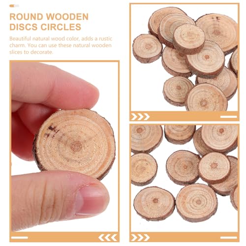 VOSAREA Unfinished Wood Slices 120pcs Round Wooden Discs Circle Wood Pieces Predrilled Wood Circles Wooden Cutouts Embellishments Ornaments for DIY VOSAREA