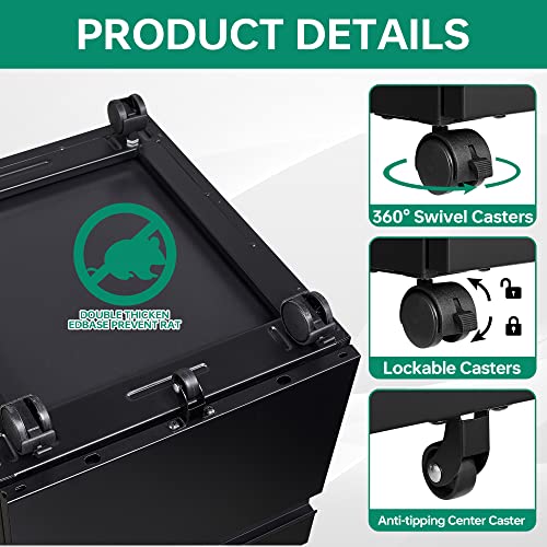 Letaya 3 Drawer Mobile File Cabinet with Lock,Under Desk Metal Filing Cabinets for Home Office Organizer Letters/Legal/A4(Fully Assembled Except Letaya