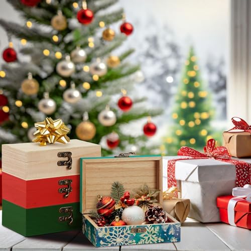 6 Pack Unfinished Wooden Boxes for Crafts with Hinged Lids and Front Clasps, 6x4x2 in for Jewelry, Crafts, Storage Juvale