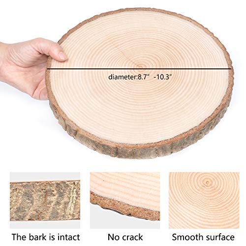 KINGCRAFT 4 Pack Large Natural Wood Slices Round Rustic Slabs Unfinished Wood Sanded 8"-10" for Wedding Centerpiece Table Birthday Party Baby Shower Kingcraft