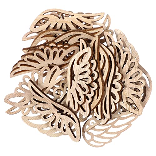 Abaodam 80Pcs Angel Wings Wooden Cutouts Angel Wings Wood Slices Unfinished Wood DIY Crafts Wings Wood Ornaments Embellishments Accessories Abaodam