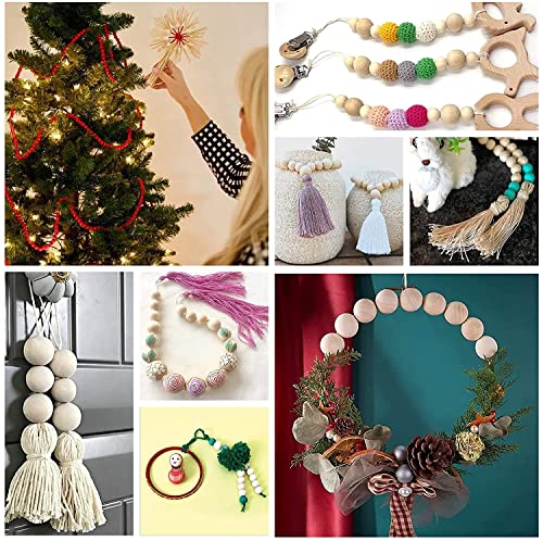 PH PandaHall 500pcs 10mm Wooden Beads, Natural Round Wood Beads Xmas Beads Unfinished Loose Beads Wood Ball Spacer Beads for Macrame Garland PH PandaHall