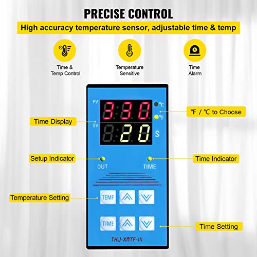 VEVOR Heat Press 6x3.75Inch Curved Element Hat Press Clamshell Design Heat Press for Hats Rigid Steel Frame No Stick Digital LCD Timer and VEVOR