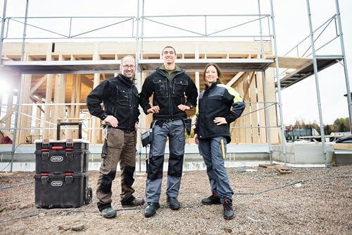 Keter Stack-n-Roll Mobile Tool Storage and Organization, 3 Piece Resin Modular Toolbox System Keter