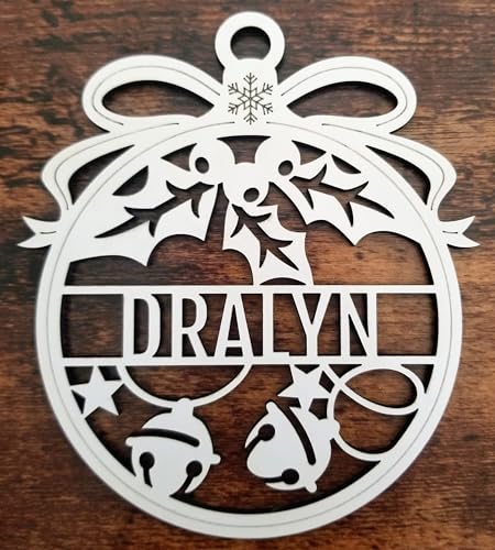 Wooden Personalized Christmas Ornaments with Name Family, Wood Christmas Tree Ball Ornament, Mistletoe Holiday Accent Gift for Kids, Custom NEXTCraft