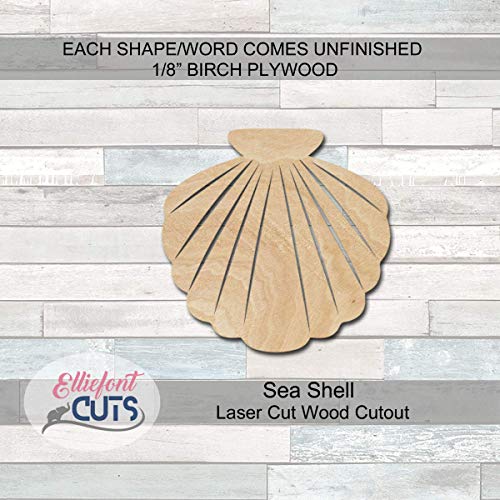 Shell Wooden Cutouts for crafts, Laser Cut Wood Shapes 5mm thick Baltic Birch Wood, Multiple Sizes Available Elliefont Styles