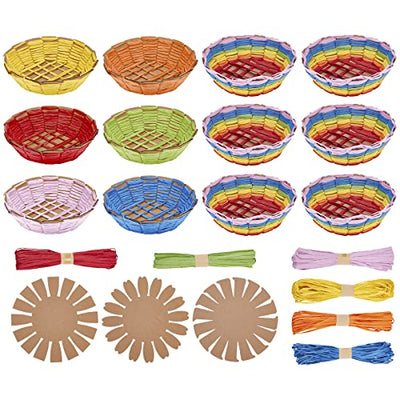 FREEBLOSS 12 Set Basket Weaving Kit Introductory Sewing for Beginners, Creative Woven Bowl Suitable for Kids Arts and Crafts Projects with Video
