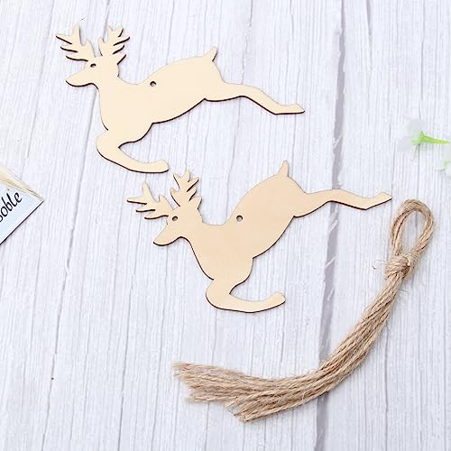 SUPVOX Wooden Chip Unfinished Wood Ornaments DIY Accessories Wood Cutouts Christmas Reindeer Wood Patches Home Bar Wedding Party 20pcs SUPVOX