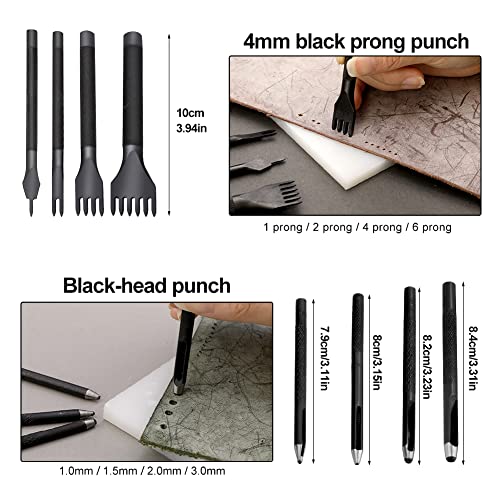 Leather Working Tools Leather Craft Kit and Supplies Upholstery Repair Kit with Waxed Thread Stitching Groover Awl for Punch Stitching, Leather QMNNMA