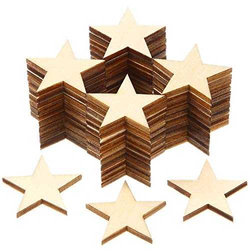 300 Pieces Wooden Stars Shape Unfinished Wood Stars Pieces Blank Wood Pieces Wooden Cutouts Ornaments for Craft Project and Christmas Party Wedding Gejoy