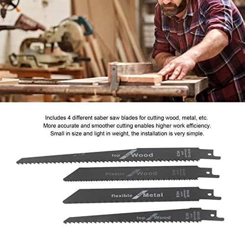 4Pcs Sabre Saw Blade Jigsaw Reciprocating Saw Blade Wood Sawing Blade Cutter Reciprocating Cutting Tool Set Kit for Wood Plastic Metal LiebeWH