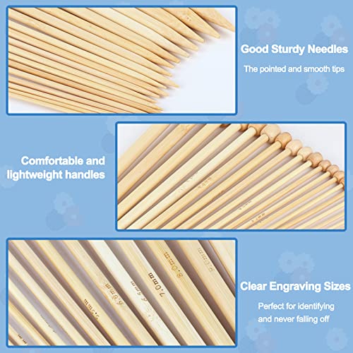 Coopay Knitting Kit 71 PCS Knitting Needles Set, Knitting Kit for Beginners Adults 2mm-10mm Straight Single Pointed Bamboo Knitting Needles with Coopay