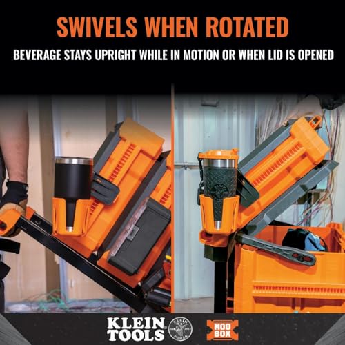 Klein Tools 54817MB MODbox Cup Holder, Modular Tool Storage System Side Mounting Accessory, Easy One-Handed Attachment, Anti-Spill Klein Tools