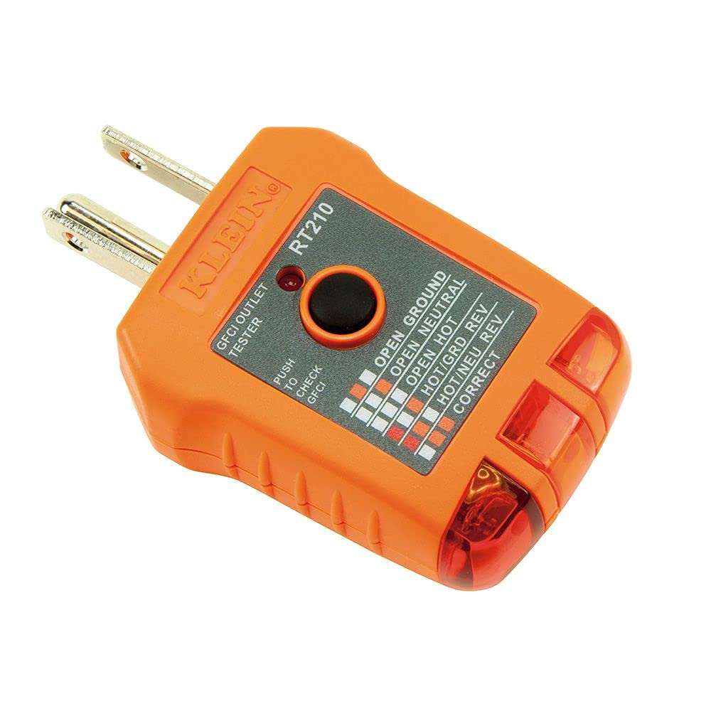 Klein Tools RT210 Outlet Tester, Receptacle Tester for GFCI / Standard North American AC Electrical Outlets, Detects Common Wiring Problems Klein Tools