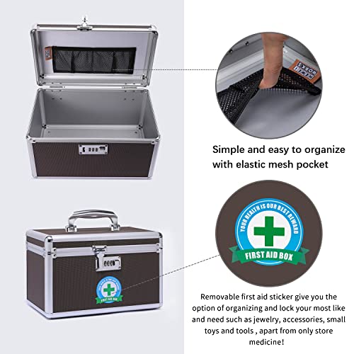 Locking Medication Box with Portable Storage Case, Childproof Medicine Lock Organizer, 12.2''x 7.2''x 7.6'', Lockable Empty First Aid Storage HEWEI WORKS