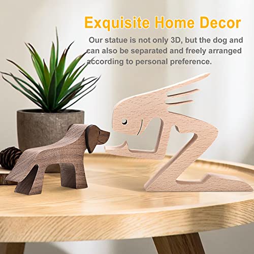 Handmade Wooden Dog Gift for Dog Lover,Wooden Carving Dog,Dog Statue Wood Small Decorations for Home,Office,Living Room iShine