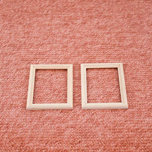 Exceart 6Pcs 1/12 Wood Dollhouse Furniture Unfinished Mini Photo Frame Artificial Miniature Scene Model DIY Wall Art Painting Toys for Nursery Room EXCEART