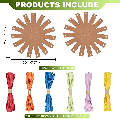 FREEBLOSS 12 Set Basket Making Kit Creative Raffia Basket with Instruction Basket Weaving Supplies for Adults Creative Woven Bowl Kits for Craft FREEBLOSS