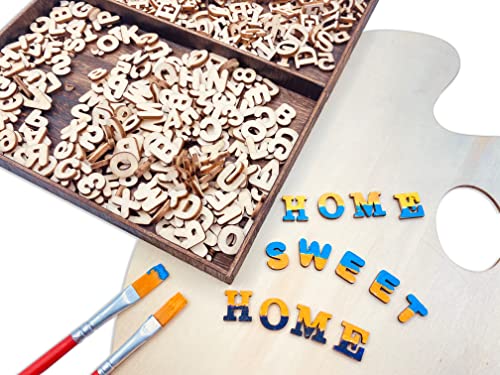 592 Pieces 1/2 Inch Mini Wooden Alphabet Letters and Unfinished Wood Numbers with Rustic Storage Tray for Scrapbooking DIY Crafts Homemade Gifts Cregugua