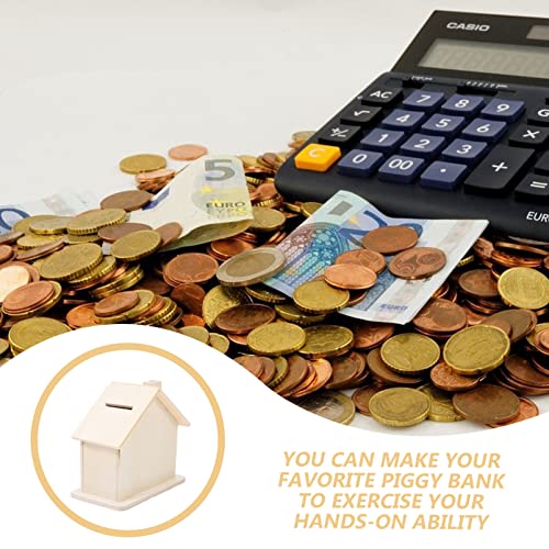 MAGICLULU 3pcs Unfinished Wooden House Piggy Bank Blank Wooden Piggy Bank DIY Blank House Piggy Bank for Kid Craft Home Decor MAGICLULU