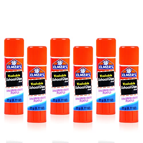 The Mega Deals Elmers Glue Sticks 6 Count Glue Sticks Bulk 0.77 Ounce Purple Glue Stick - School Supplies for Kids, Liquid School Glue The Mega Deals