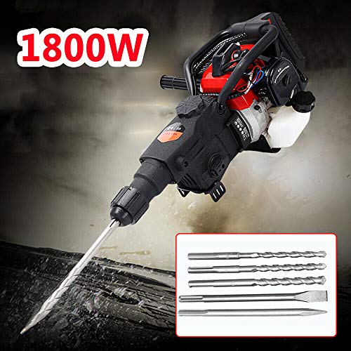 32.7CC Demolition Hammer Gas Powered, 2-Stroke 2.4HP Gasoline Hammer Drills Concrete Breaker with 3 Drills & 2 Chisels CNCEST