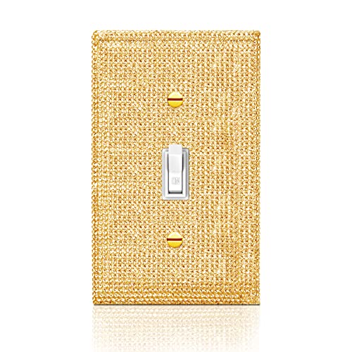 Gaocai 1 Pcs Shiny Silver Golden Rhinestone Wall Plate Cover 1 Gang Decorative Light Switch Cover Rhinestones Switch Covers Gaocai