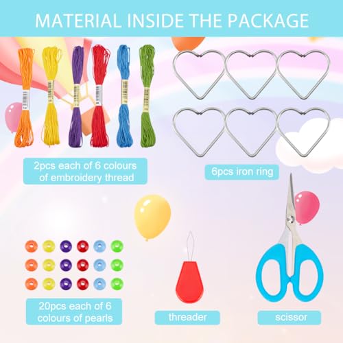 INFUNLY 6 Set DIY Small Dream Catcher Kit Rainbow Heart Dream Catchers DIY Heart Macrame Craft Kit for Hanging Decor Boho Home Charms with INFUNLY