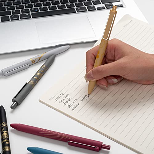 MiSiBao 0.7mm Black Ink Gel pen Refillable & Retractable Gel Ink Rolling Ball Pens Gilding process pattern gel pen (9-pack) MiSiBao