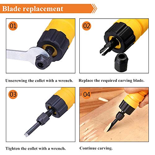 YUCHENGTECH Electric Chisel Carving Tool Electric Wood Chisel Electric Woodworking Chisel Carving Tool Machine (Host +Chisel + shaft) YUCHENGTECH