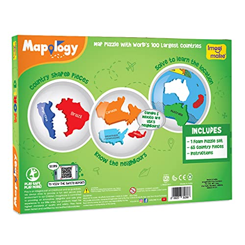 Imagimake Mapology World Map Puzzle | Educational Toys for Kids 5-7 | Puzzles for Kids Ages 4-8 | Map of The World | 6 Year Old Boy Gifts & Girl Imagimake