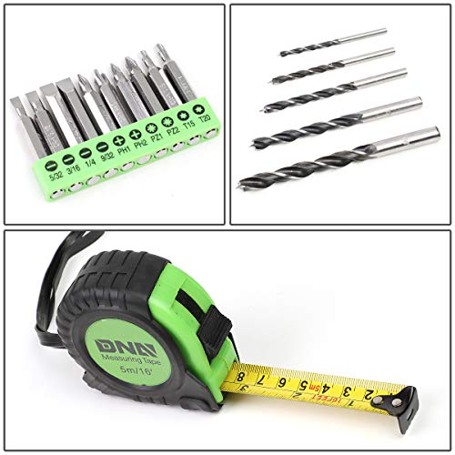 DNA MOTORING TOOLS-00018 Green 27 PCs 12V Cordless Power Drill Driver Bit Set w/Charger+Screwdrivers+Pliers Home Repair Kit, mint green DNA MOTORING