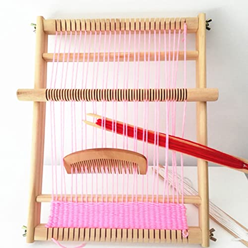 Weaving Loom Kit,Wooden Multi-Craft Weaving Loom Tapestry Loom Large Frame 9.85x 15.5inch,DIY Hand-Knitting Weaving Machinewith Loom Stick Bar for WoodArtSupply