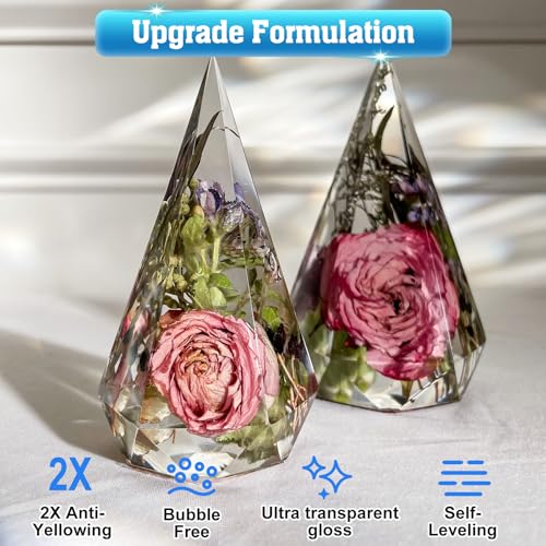 Shabebe Epoxy Resin 16OZ, Upgraded Crystal Clear Resin Epoxy Food Safe, Self Leveling & Bubble Free Epoxy Resin with Anti-Yellowing for Coating, Shabebe