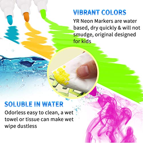 YR Dual Sided Neon Pens For Light Up LED Board, Neon Markers Applicable For Draw, Sketch, Create, Doodle, Art, Write, Learning Tablet, 12 Packs YR