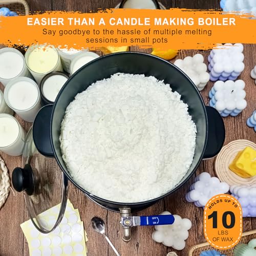 Leerie 5Qts/10Lbs Wax Melter for Candle Making - L5 Candle Wax Melting Pot with Heating Core Brass Spout & Temp Control for DIY Home Business Candle Leerie