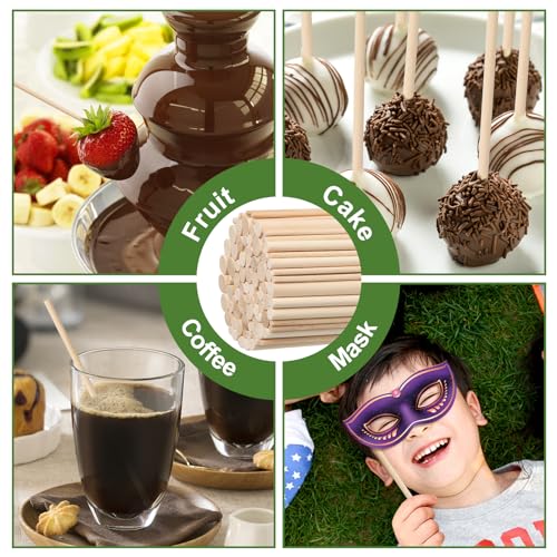 HAPY SHOP 100 Pieces Wooden Dowel Rods Assorted Sizes Wooden Dowels 1/8, 3/16, 1/4, 5/16, 3/8 x 6 Inch Wood Craft Dowel Rods for Crafts and DIY HAPY SHOP