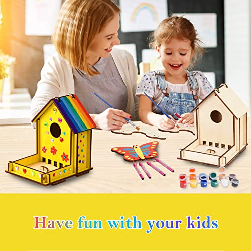 Make Your Own Bird Feeder Wind Chime Kit for Kids - 2 Pack DIY Craft Set with Diamond Stickers THWAS-LIGHT