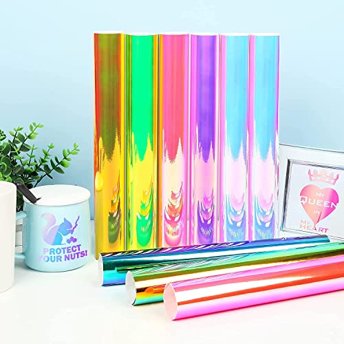 Prime Vinyl Holographic Vinyl Permanent, Holographic Vinyl for Cricut, 12” x 12” 9 Sheets/Pack, Holographic Opal Craft Adhesive Vinyl Sheets for Prime Vinyl