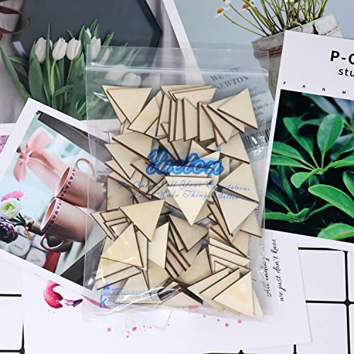 yueton 100PCS 30mm/1.2inch Triangle Unfinished Blank Wood Pieces Wood Slices Wood Chips Embellishments for DIY Crafts, Home Decoration, Board Games, yueton